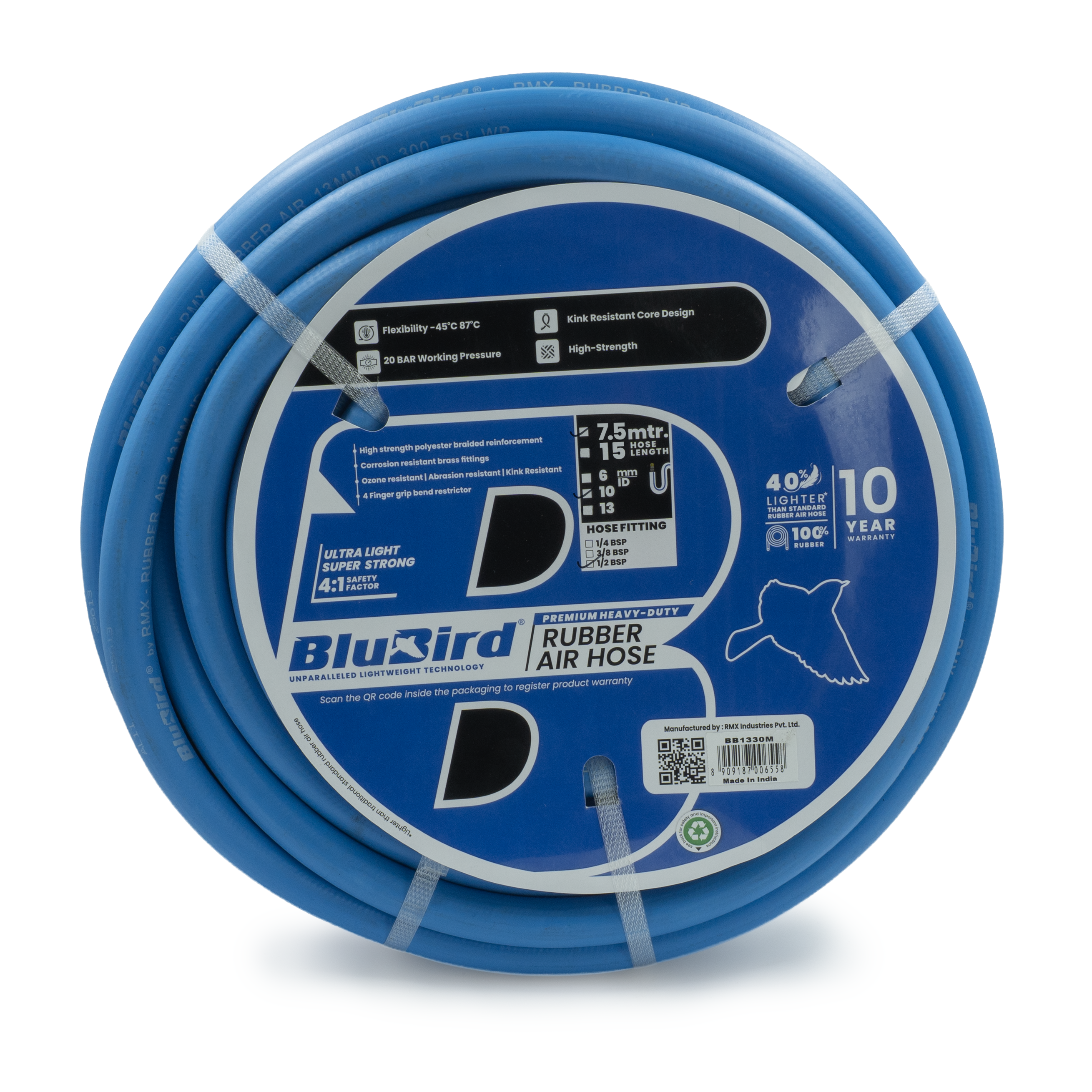 BluBird Rubber Air Hose 10MM x 7.5M