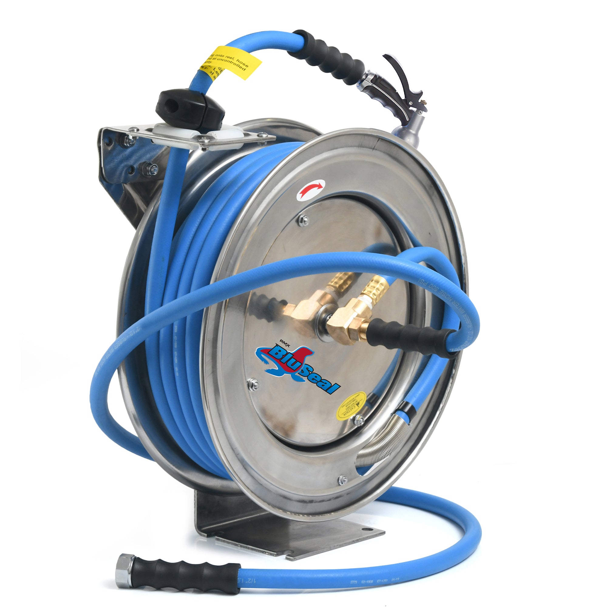BluSeal Stainless Steel Water Hose Reel 10MM x 15M Including Spray Nozzle