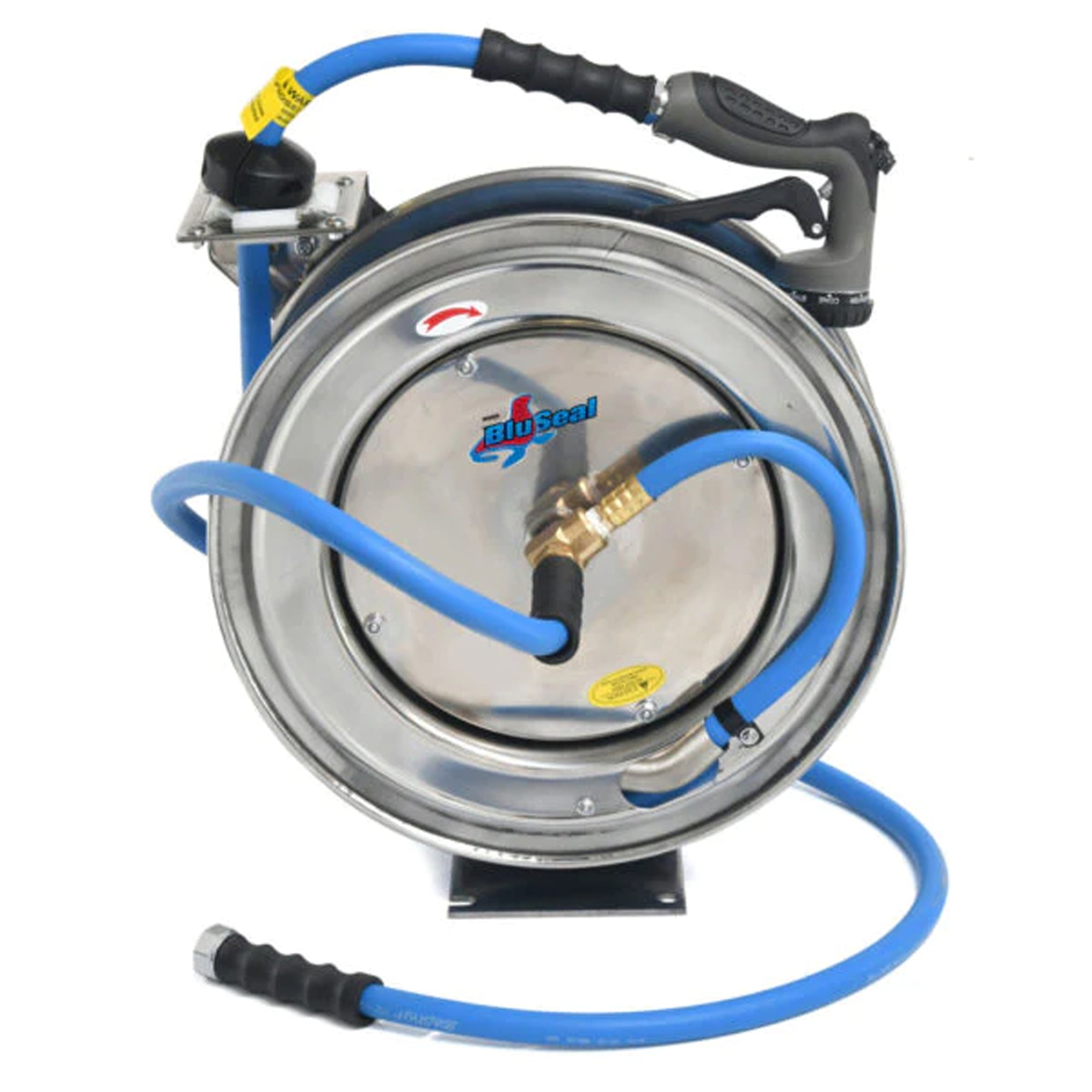 BluSeal Stainless Steel Water Hose Reel 10MM x 15M Including Spray Nozzle